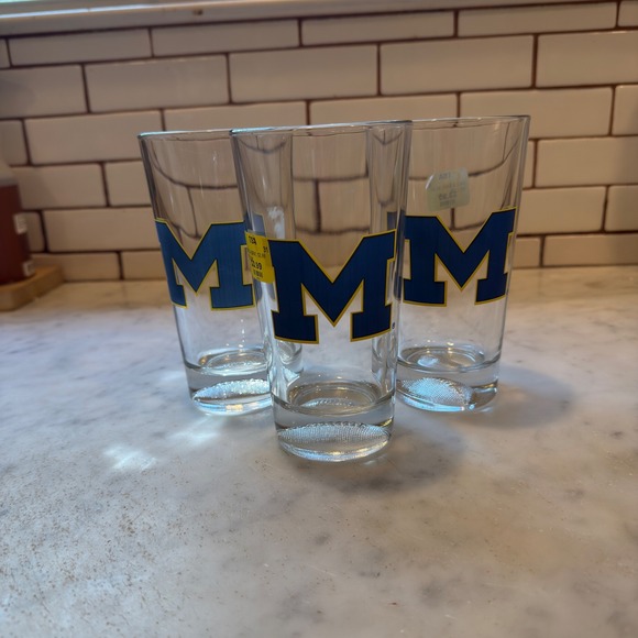Other - Michigan Wolverines Pint Glasses Set of 3 NCAA Football University M Logo